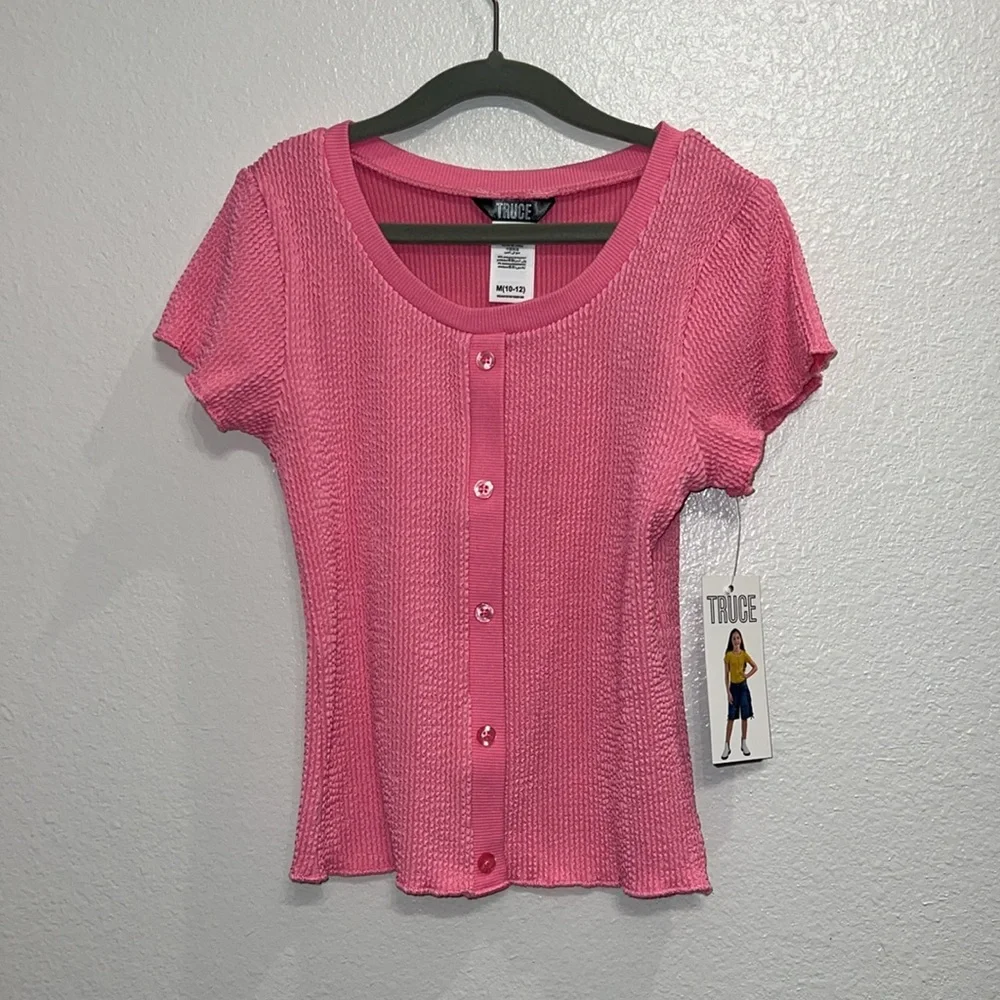 Truce Girls Y2K Button Front Top - Picture 2 of 6